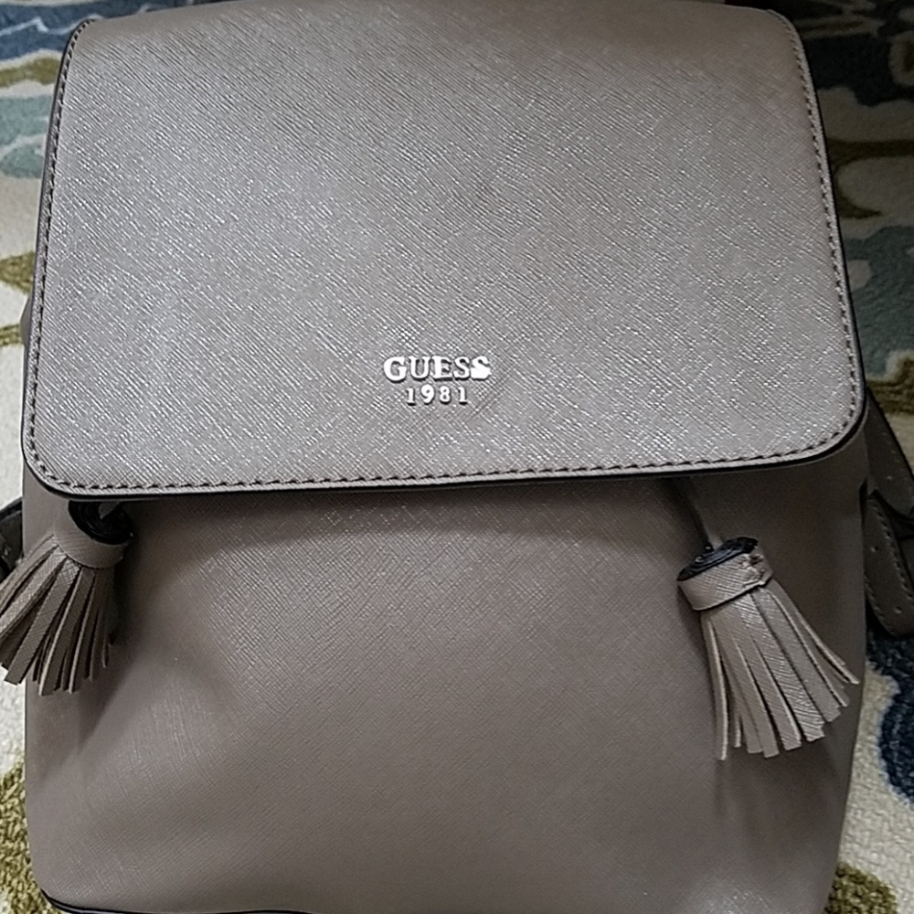 Guess Taupe Drawstring Backpack Handbag NEW